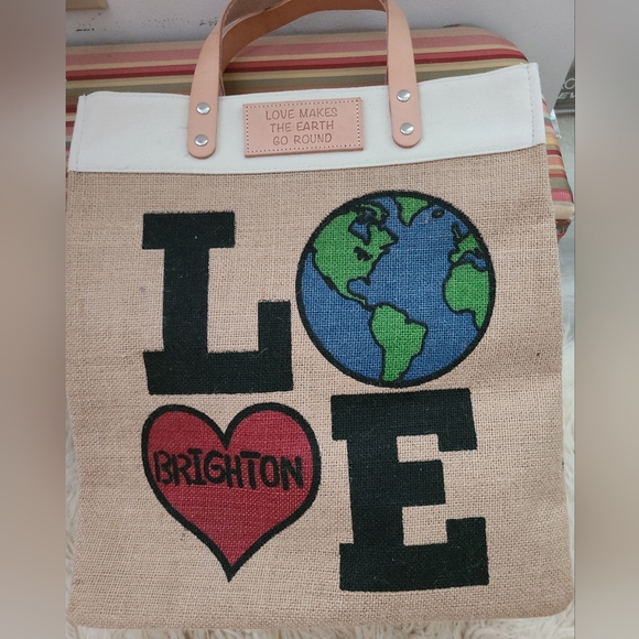 NWOT Brighton Burlap Tote Bag - Picture 1 of 6